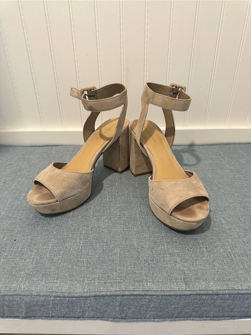 Marc Fisher Suede Platform Ankle-Strap Heels